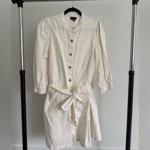 Who What Wear Cream Long Sleeve Dress